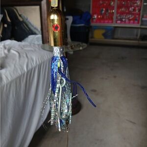 Blue Holographic Trolling Lure with Gold Head